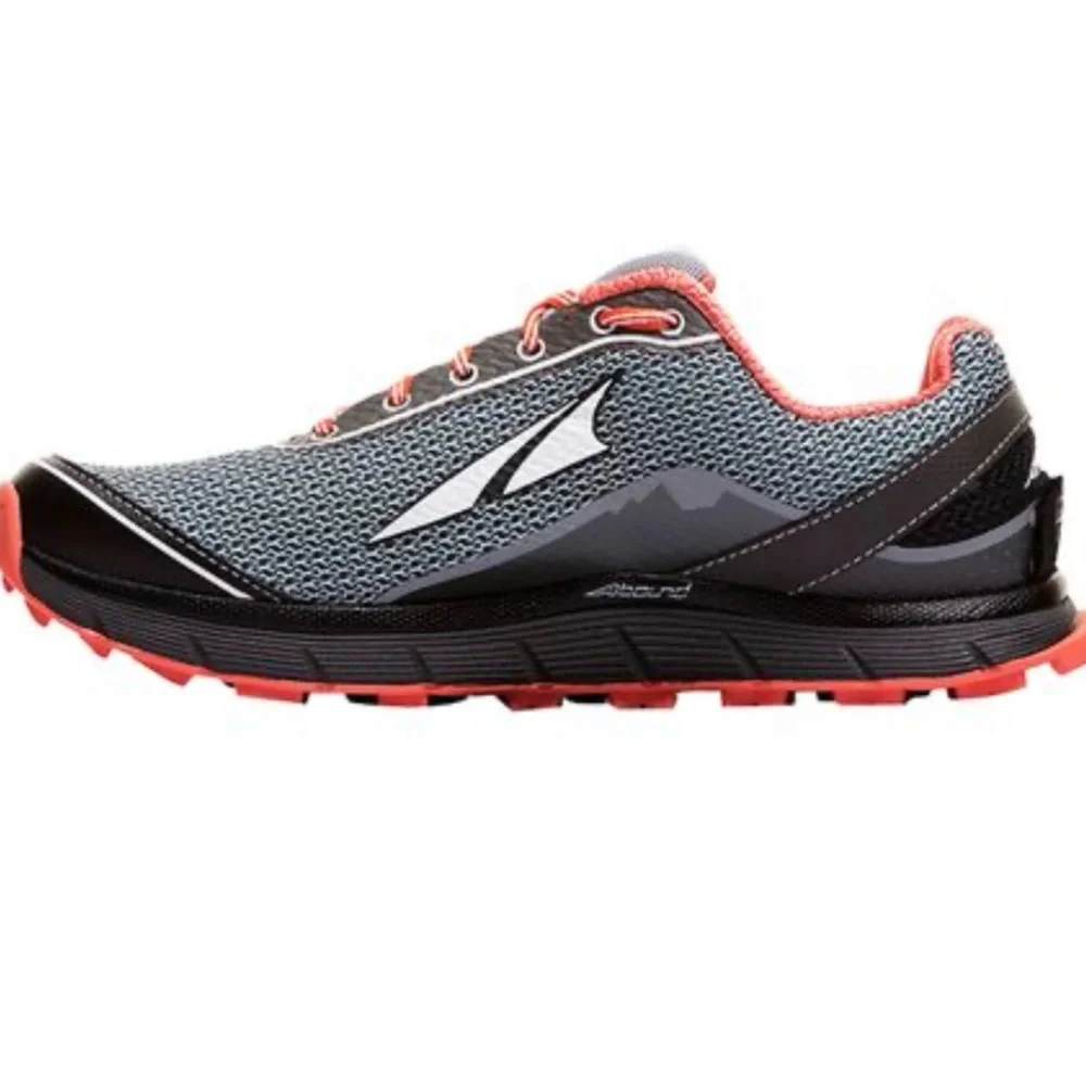 Altra Lone Peak 2.5 Running Black Gray Mesh Red Accents Trail Sneaker Size 7.5